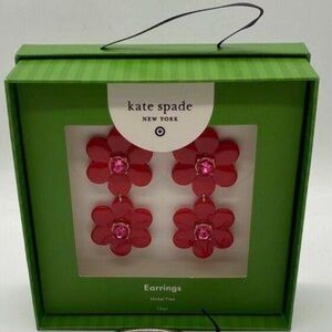 Kate Spade x Target - RED Floral Linear Earrings Limited Edition NWT